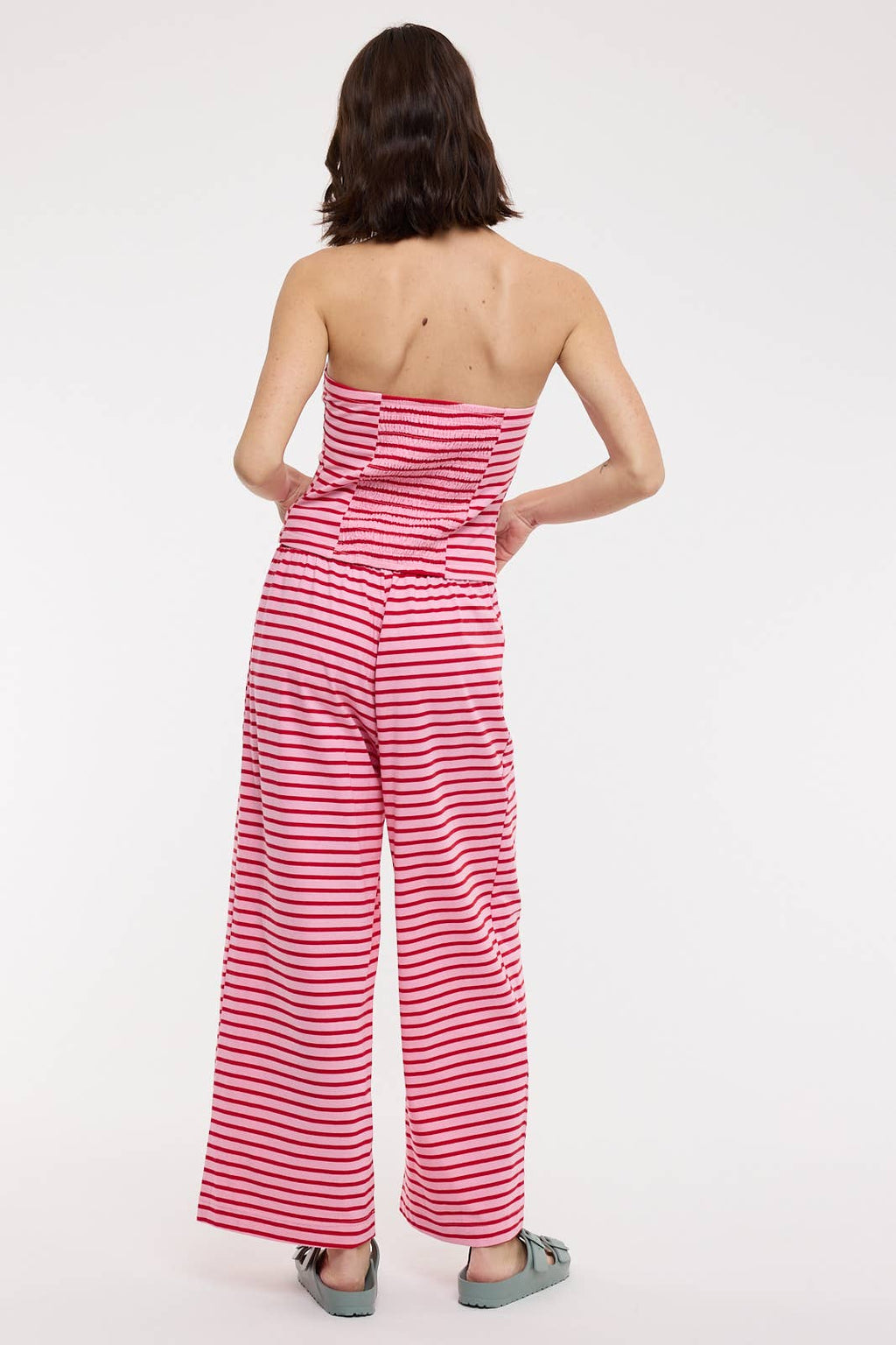 STRIPED KNIT TUBE TOP AND PANTS SET / WL25-12326