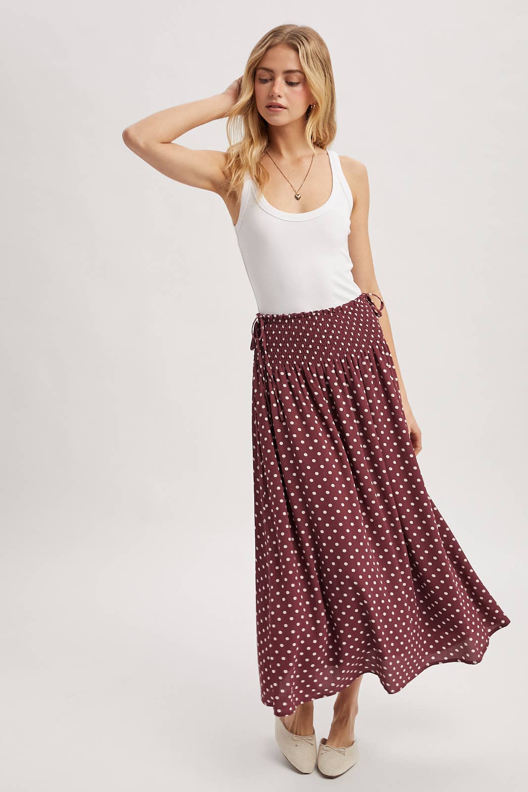 POLKA DOT MIDI SKIRT / WL25-12237