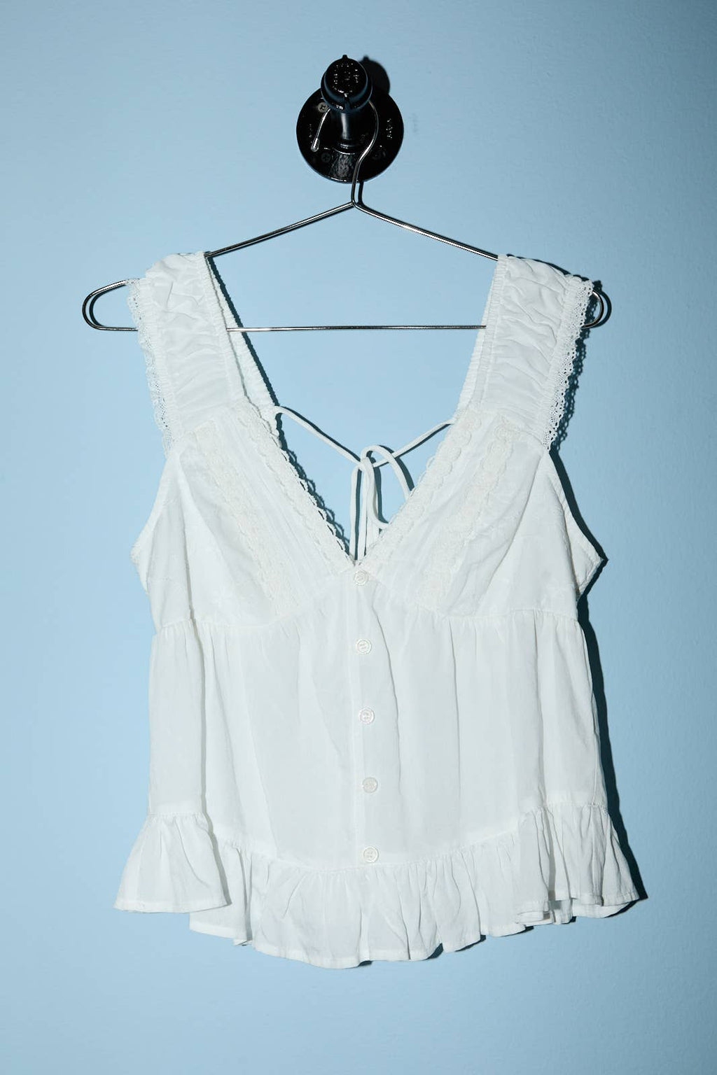 V-NECKLINE TOP WITH LACE TRIM