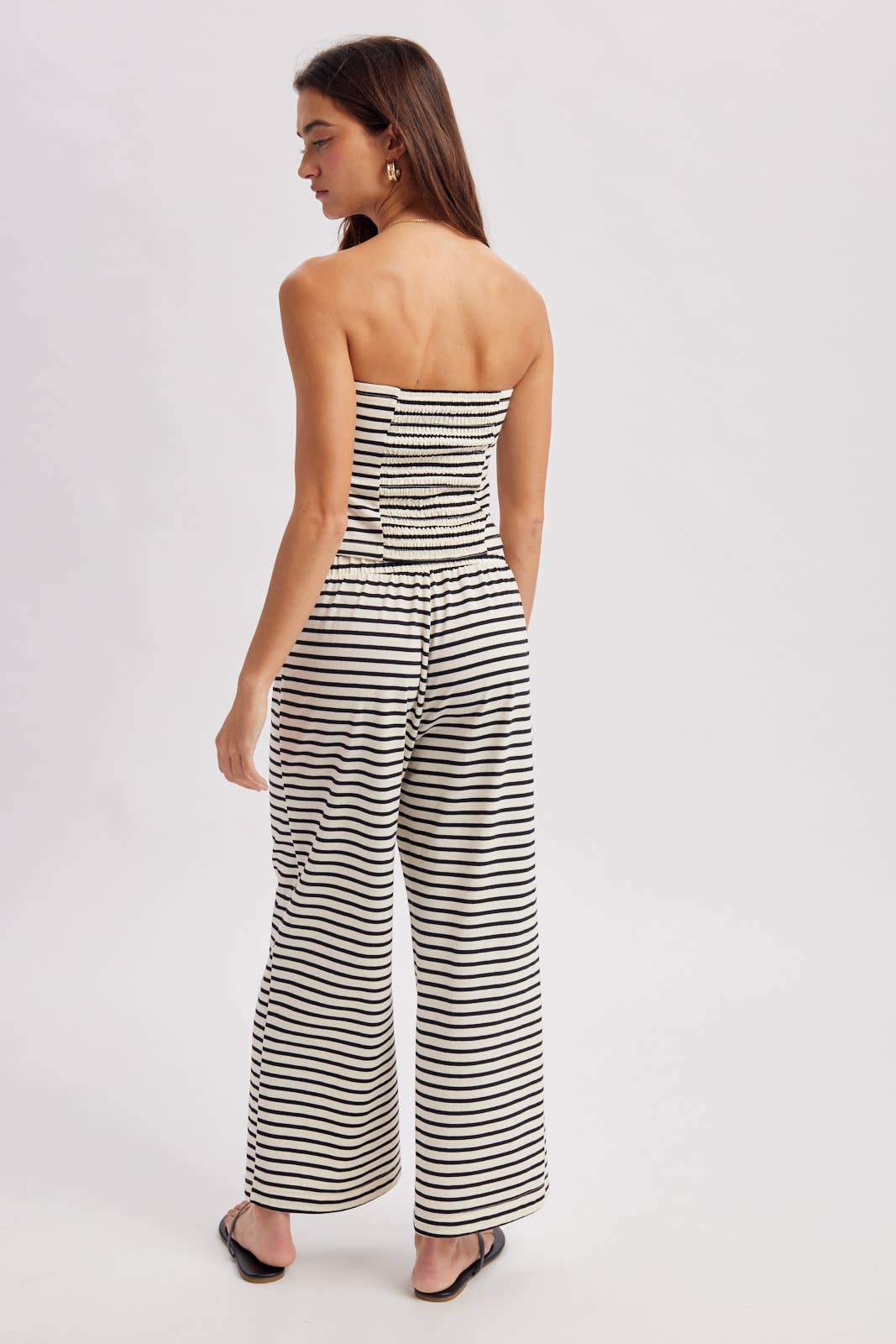 STRIPED KNIT TUBE TOP AND PANTS SET / WL25-12326