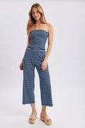 STRIPED KNIT TUBE TOP AND PANTS SET / WL25-12326