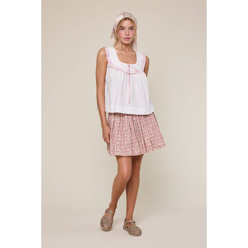 CONTRAST RUFFLED COLLARED TANK TOP / WL25-12021